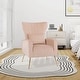 preview thumbnail 18 of 30, Costway Velvet Upholstered Wingback Chair with Lumbar Pillow & Golden - See Details