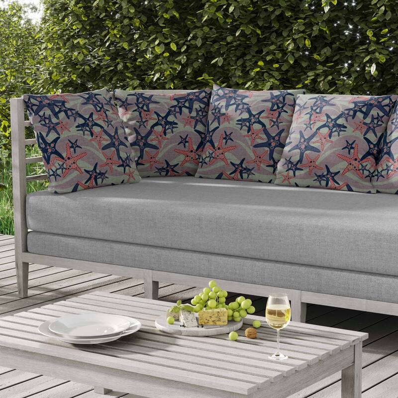 Starfish Sway Indoor/Outdoor Reversible Throw Pillow Blue and Green