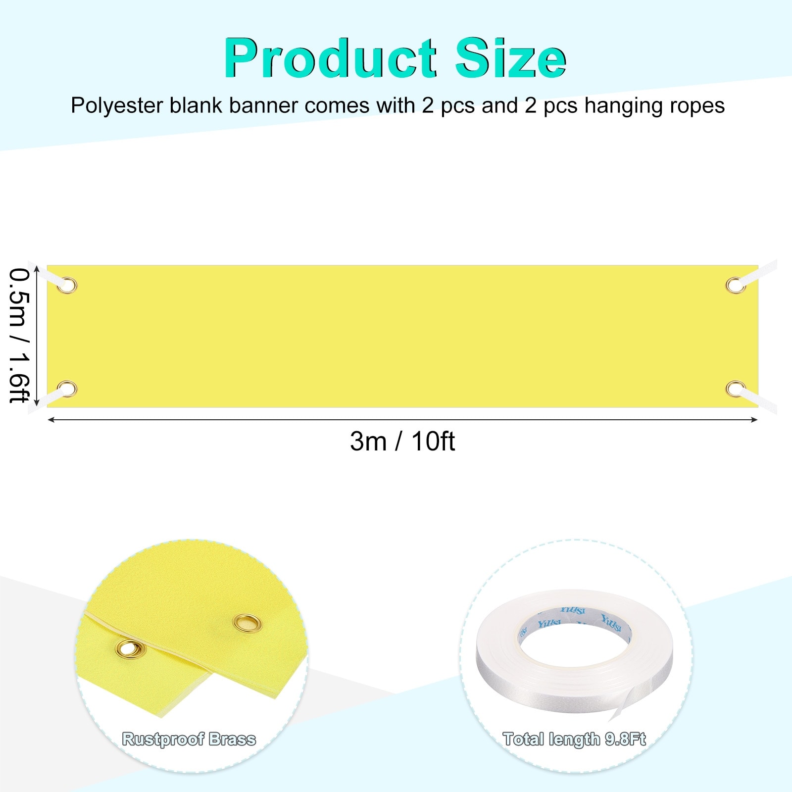 Large Black Blank Banner and Signs 2 x 4 Feet, 2 Set Sublimation Banners