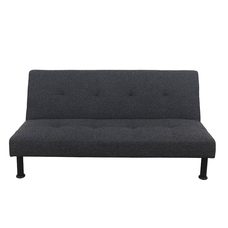Modern Futon Convertible Sofa Bed Adjustable Backrest - Black