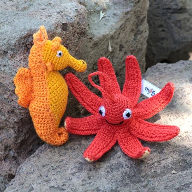 Novica Handmade Holidays From The Sea Crocheted Ornaments (Set Of 2)