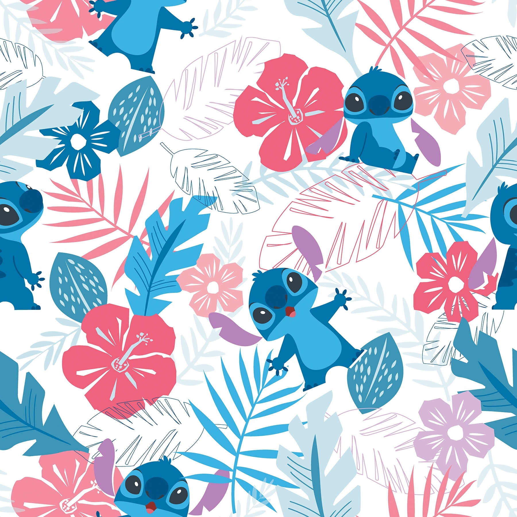 Disney Stitch Tropical Flowers Pink Peel and Stick Wallpaper - 216 x 20.50