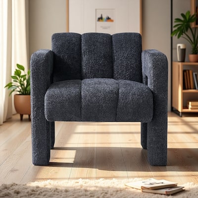 Boucle Accent Chair with Solid Wood Frame and High-Density Foam
