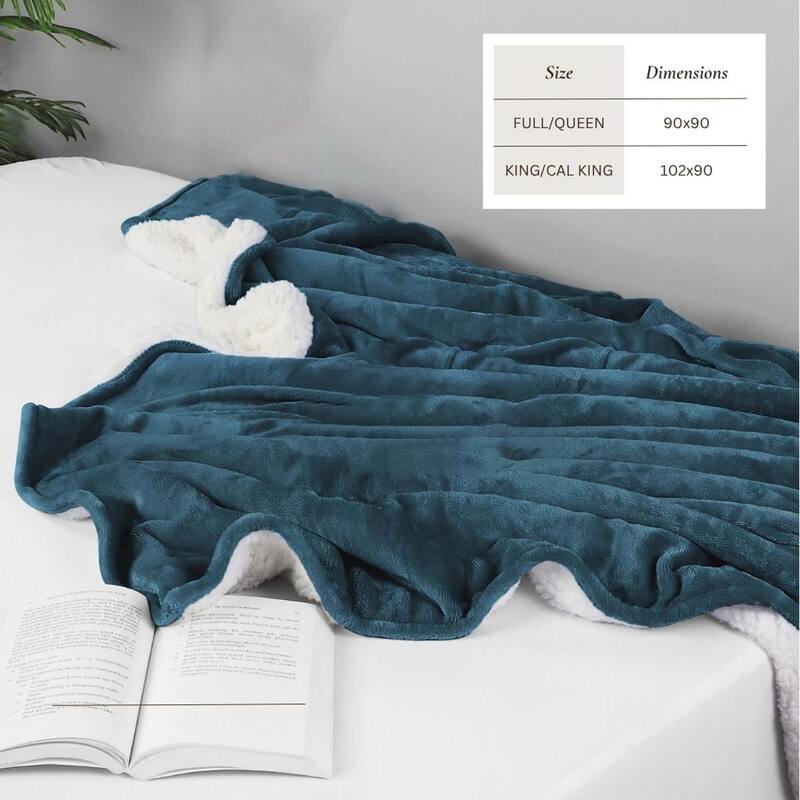 Linery & Co. Velvet Plush Reversible Sherpa Bed Blanket
