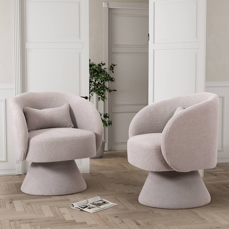 Ouyessir Teddy Sherpa Upholstered Swivel Cuddle Barrel Sofa Chairs