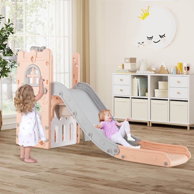 Costway 6 in 1 L-shaped Toddle Slide for Toddlers Age 1-3 Baby Slide