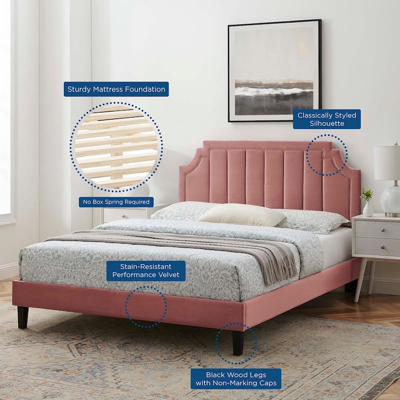 Sienna Performance Velvet Twin Platform Bed