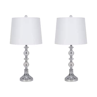 Sagebrook Home Modern Set Of 2 Crystal 26" Table Lamp, Silver, Pillar - 13" x 13" x 26" - 13" x 13" x 26"
