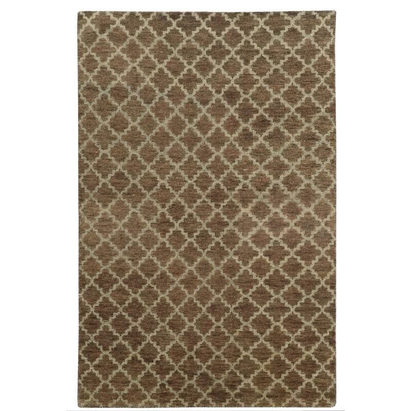 Vista Home Hand-made Wool Scalloped Trellis Area Rug - 8' x 10' - Brown/Blue