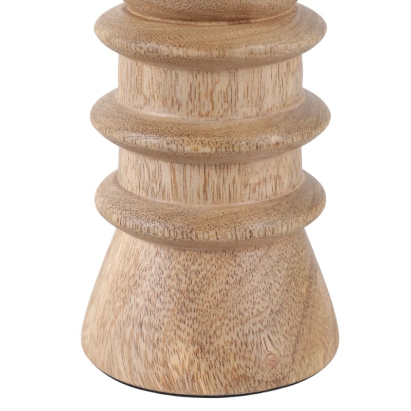 Mango Wood Candle Holder Carved Design Decorative Sculptural Accent