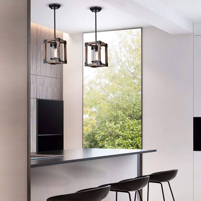 Daniela Antique Black Wooden Cage Pendant Chandelier