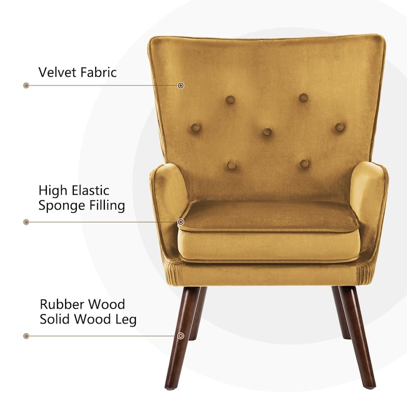 Velvet Upholstered Accent Chair Armchair for Living Room