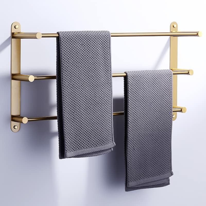 WOWOW 3-Tier Wall Mounted Towel Rack in Brushed Nickel