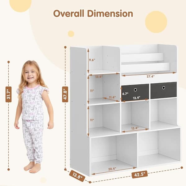47.8in Kids Bookshelf with Drawers