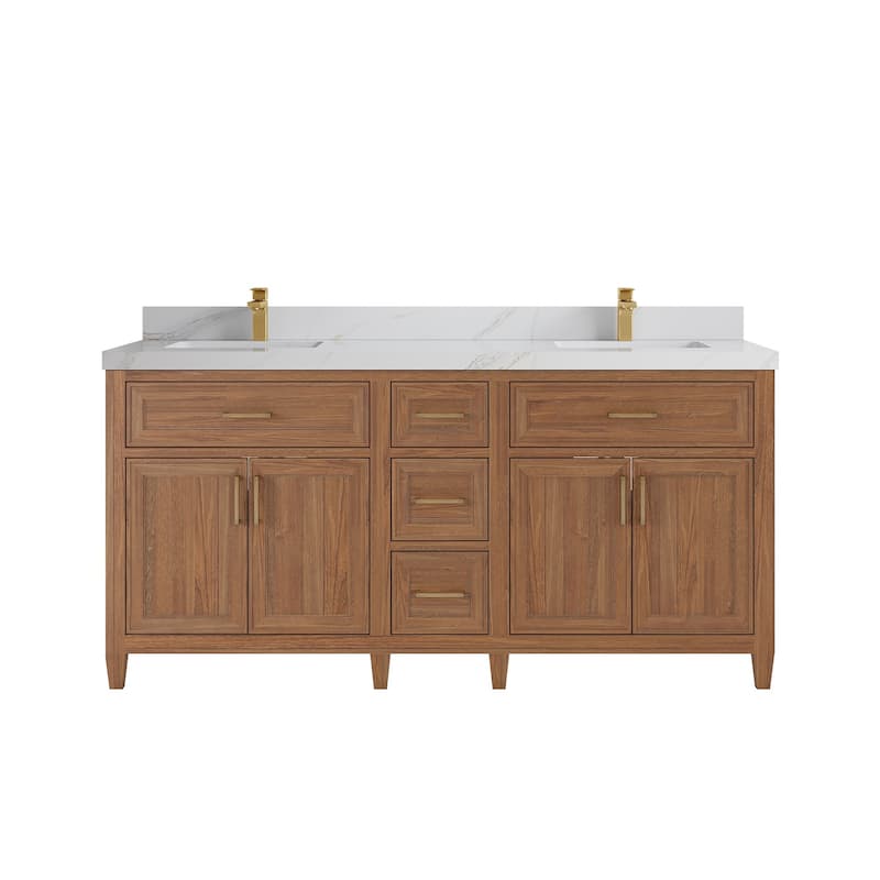 Willow Collections 72 in. W x 22 in. D Santa Monica Teak Double Sink Bathroom Vanity with Countertop