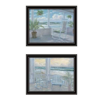 Trendy Decor 4U "Coastal Porch Relaxing" Printed Framed Wall Art by Georgia Janisse