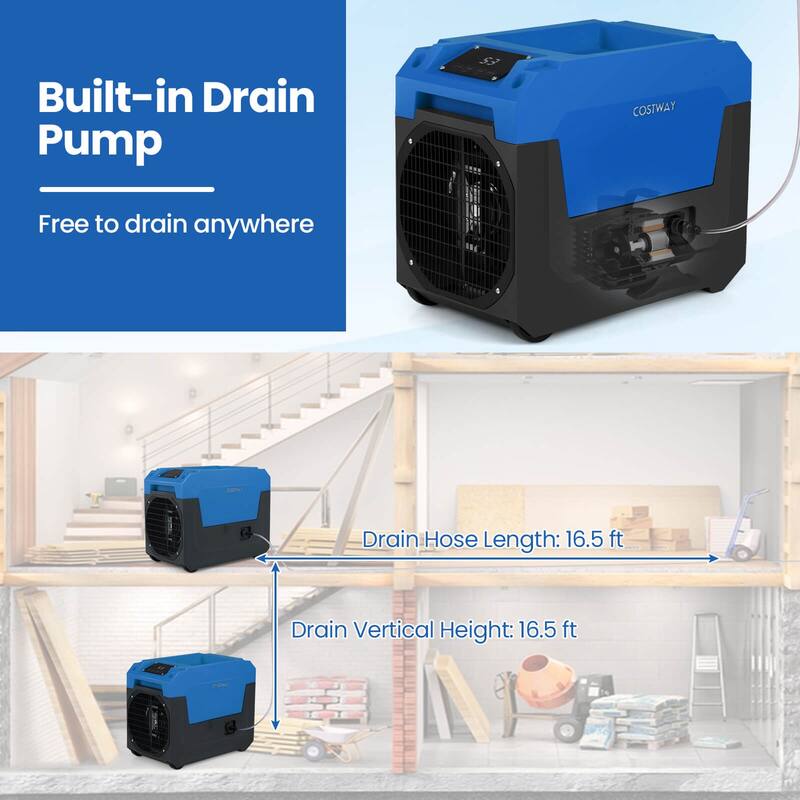 Costway 140 Pints Commercial Dehumidifier with Pump, Drain Hose for - See Details