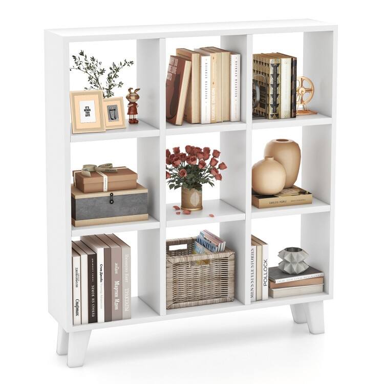 9-Cube Bookcase with 6 Removable Shelves and Raised Support Feet - 35" x 8" x 39.5" (L x W x H)