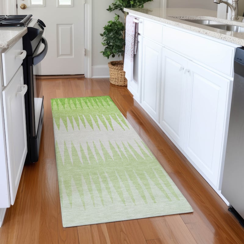 Premium Washable Super Soft Modern Spikes Mayfield Rug - Lime - 2'3" x 7'6"