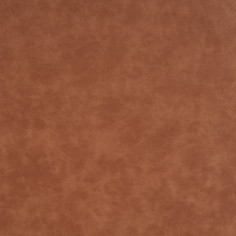 PU Leather Round Ottoman - Cognac Brown Upholstered Versatile Piece