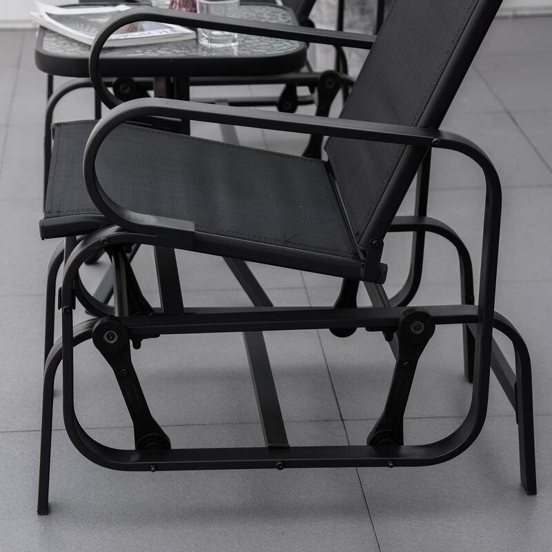 Outsunny Single Glider Patio Swing Rocking Chair with Breathable Mesh, Smooth Arms for Backyard, Garden, Lawn