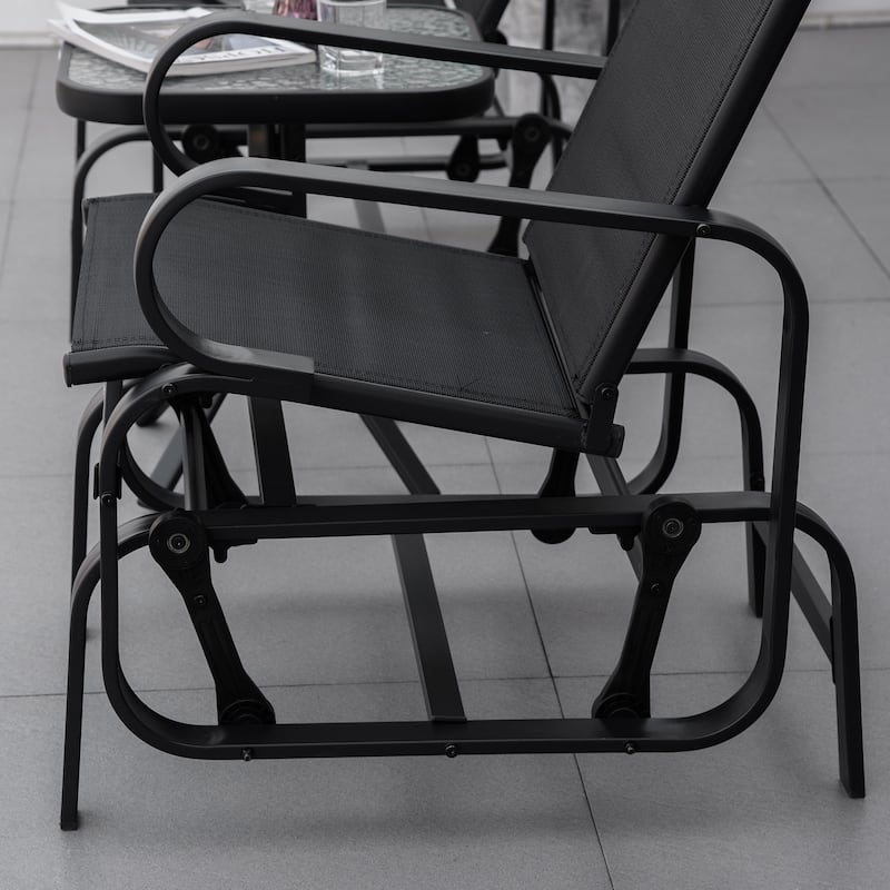 Outsunny Single Glider Patio Swing Rocking Chair with Breathable Mesh, Smooth Arms for Backyard, Garden, Lawn