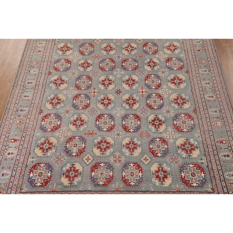 All-Over Geometric Kazak Oriental Area Rug Handmade Wool Carpet - 10'0" x 13'2"