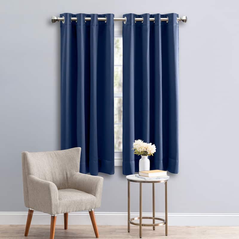 Ultimate Blackout 54-Inch Short Length Grommet Curtain Panel - 56"w x 54"l - Blue