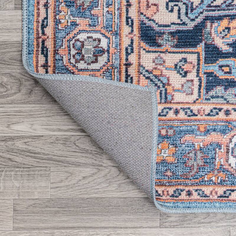 JONATHAN Y Victoria Ornate Large Medallion Machine Washable Area Rug