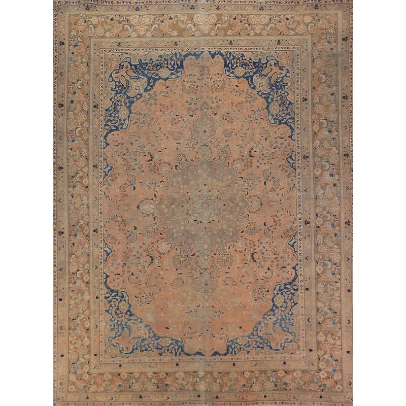 Orange Mashad Persian Area Rug Hand-Knotted Wool Carpet - 9'5"x 12'5"