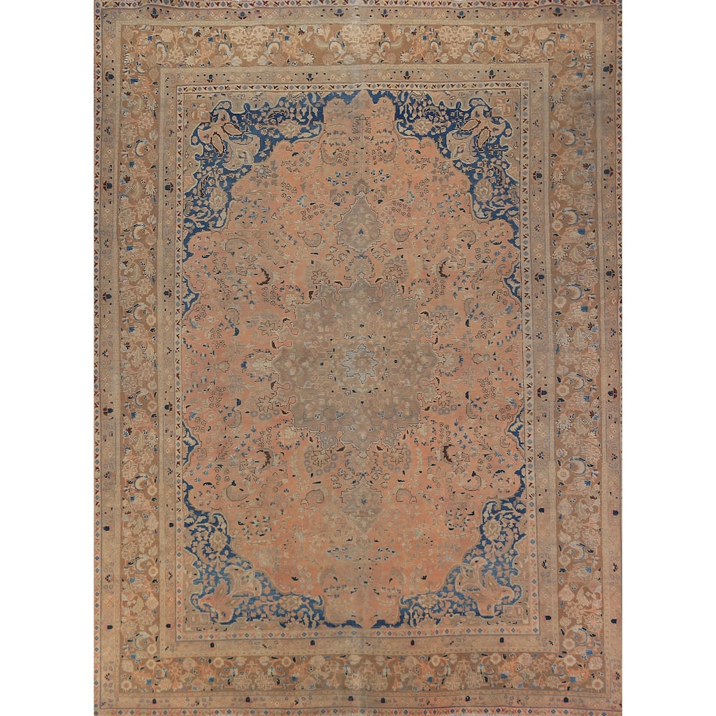 Orange Mashad Persian Area Rug Hand-Knotted Wool Carpet - 9'5"x 12'5"