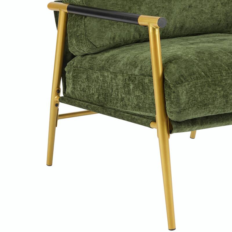 Minimalist Armchair - Soft Cushions, Wood/Metal Design, Compact