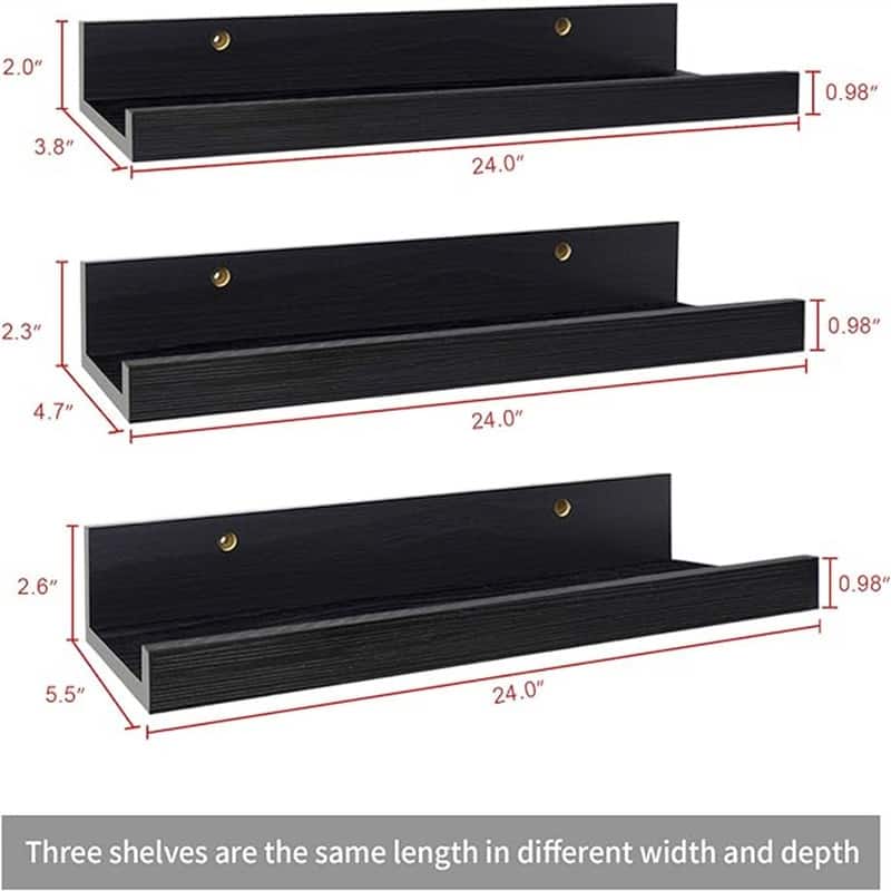  Wall Mounted Floating Shelves  - 2"D x 24"W x 3.8"H