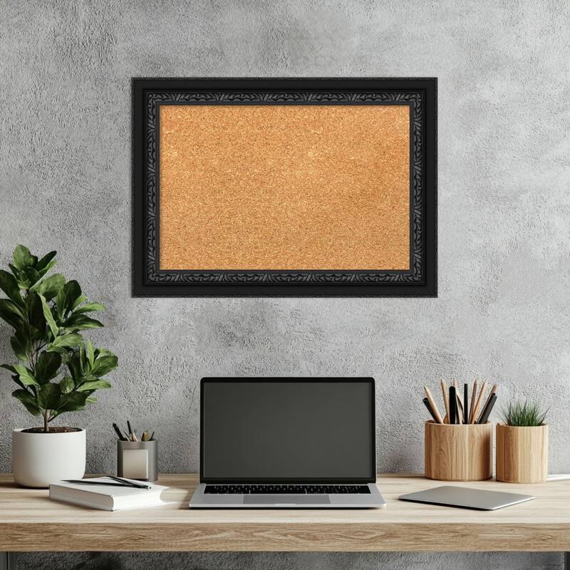 Downton Black Wood Framed Cork Board - Bulletin Board, Organization Board, Pin Board