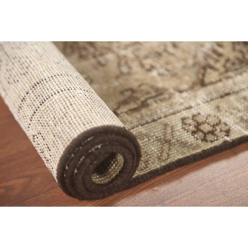 Hand Knotted Oriental 100% Wool Carpet Traditional Floral Brown Tabriz Area Rug - 4' 8'' X 3' 3''