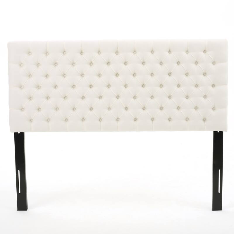 Queen Size Upholstered Bed Headboard with Button Tufted Design, Adjustable Solid Wood Frame with Metal Legs