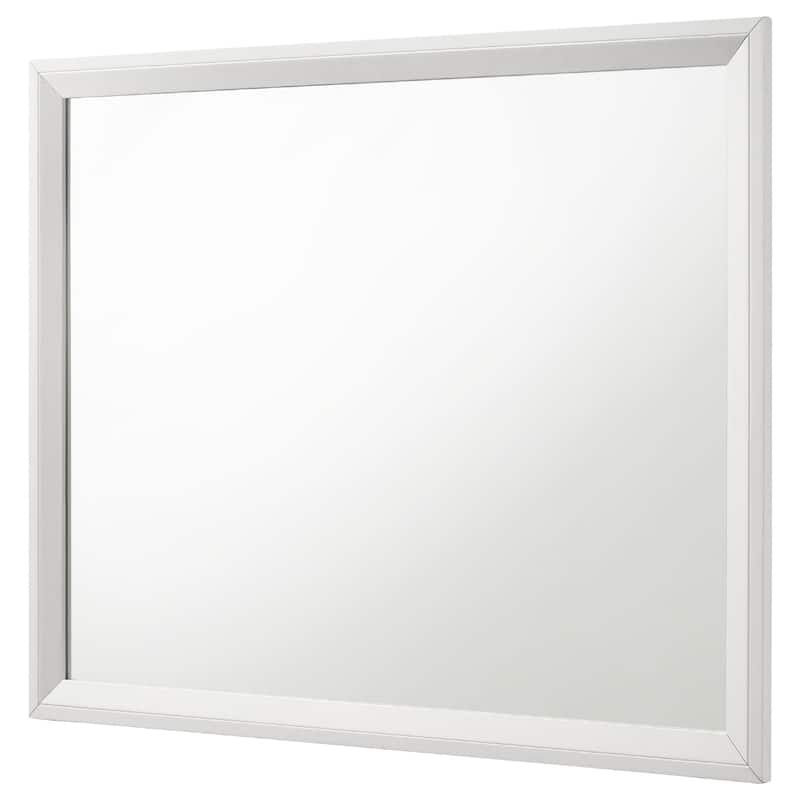 Noro Dresser Mirror with Slim Trim, Open Mitered Corners, White Wood