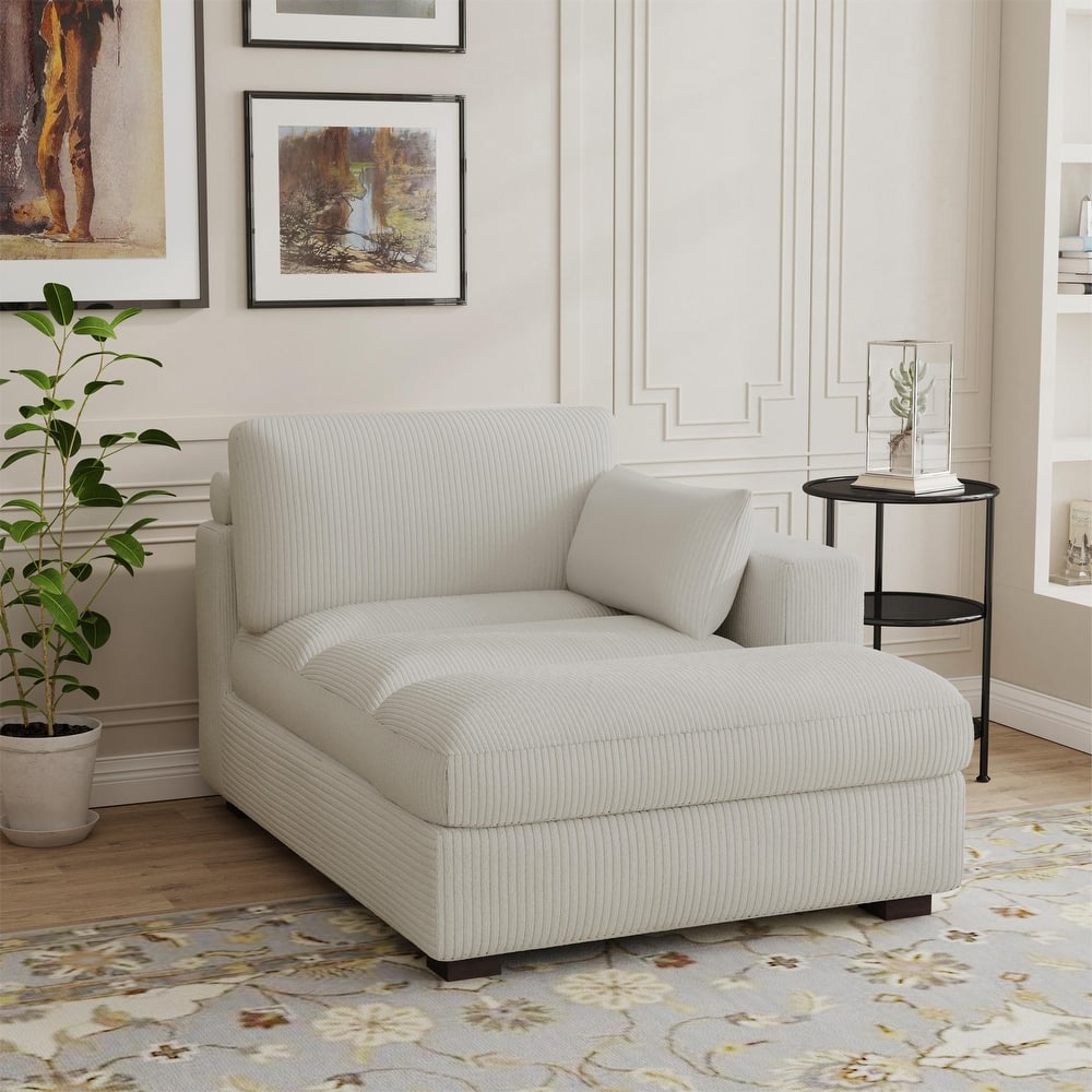 Modern Corduroy L-Shaped Sofa Chaise Lounge Couch