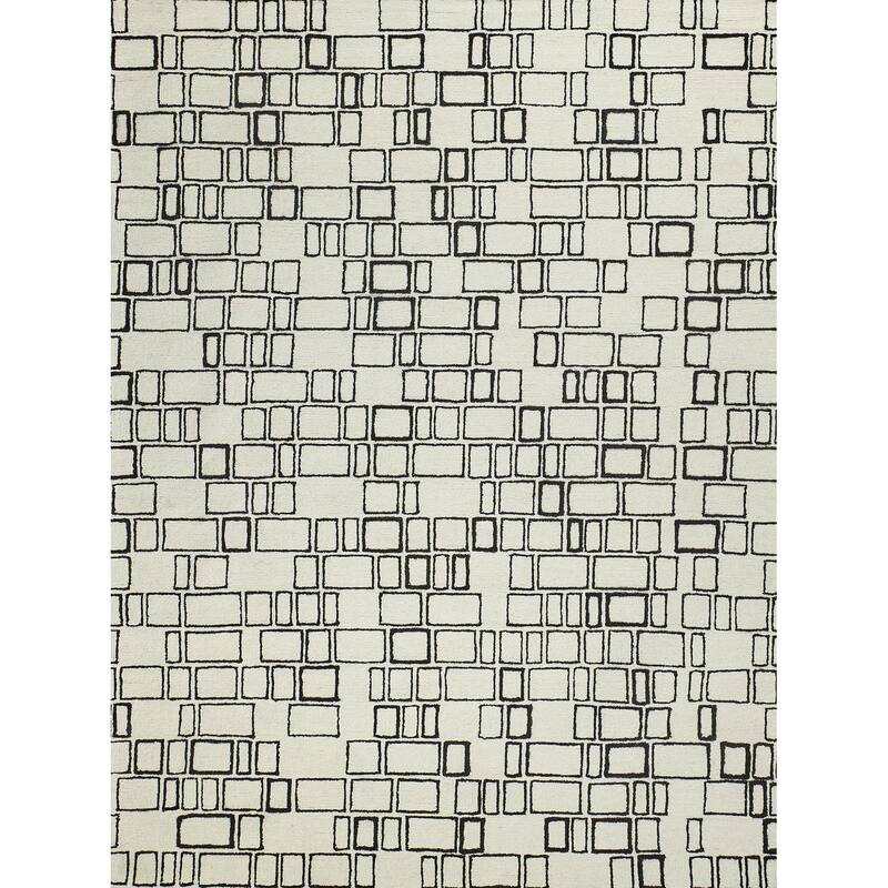 Soho Handmade Hand Tufted New Zealand Wool Ivory/Black Area Rug.