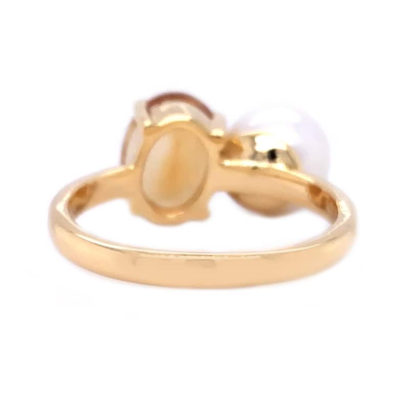 18K Yellow Gold Over Sterling Silver Golden Citrine, Pearl Ring