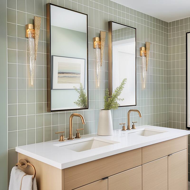 Modern Gold Glam 1-Light LED Wall Sconce Vanity Light - W4.9"xD2.8"xH24.4"