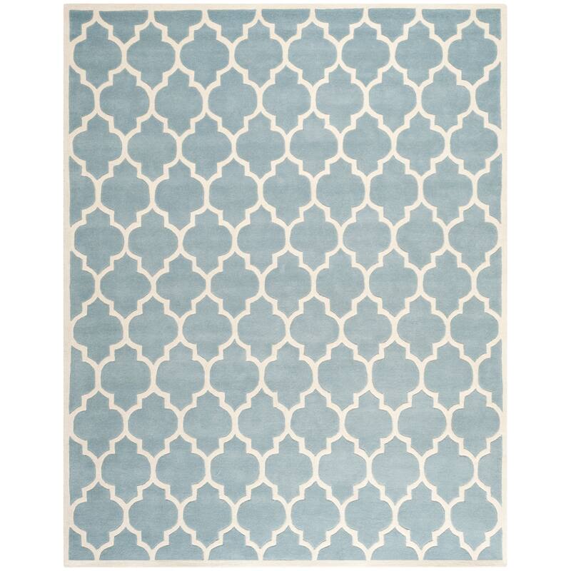 SAFAVIEH Handmade Chatham Antoanela Modern Moroccan Wool Rug - 11' x 15' - Blue/Ivory