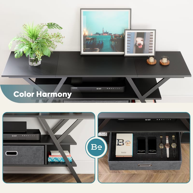 55 inch LED TV Stand for TVs up to 65 inch Media Console Entertainment Center with Drawer