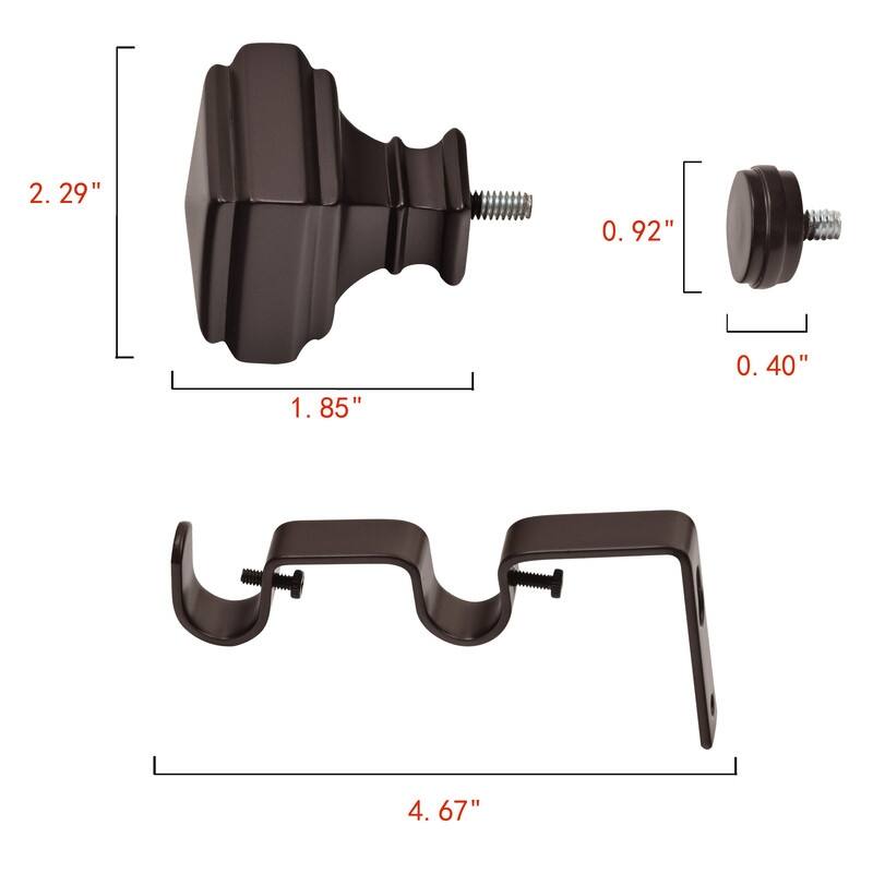 Utopia Alley Wall Mounted Window Treatment Telescoping Double Curtain Rod Set with Classic Cap, 5/8-Inch Diameter, Bronze