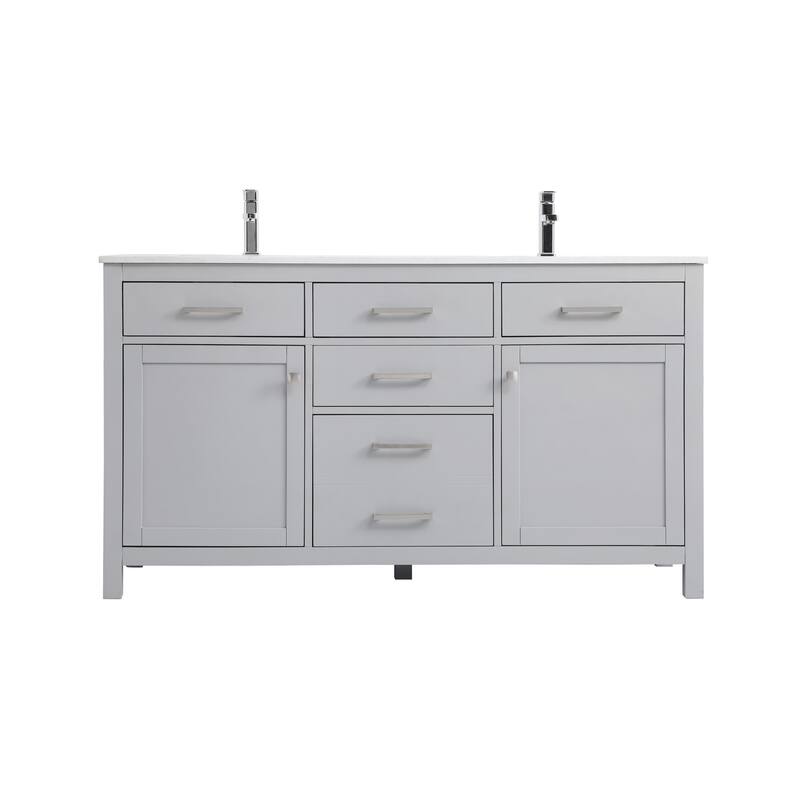 Elegant Lighting VF23360D Lewis 60" Free Standing Double Basin Vanity - Grey