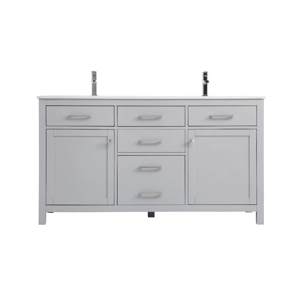 Elegant Lighting VF23360D Lewis 60" Free Standing Double Basin Vanity