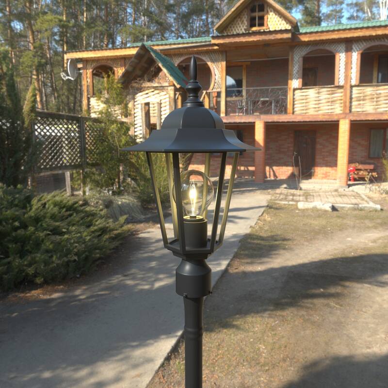 1 -Light Textured Black Outdoor Post Lantern Light