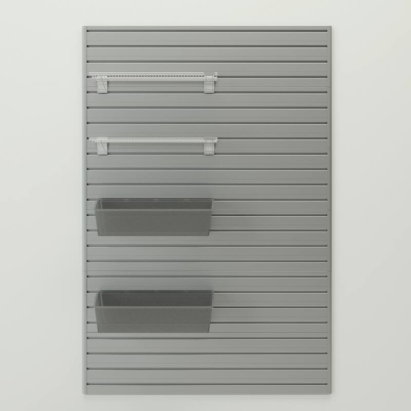 5 Piece Slatwall Panel, Shelf And Hard Bin Set