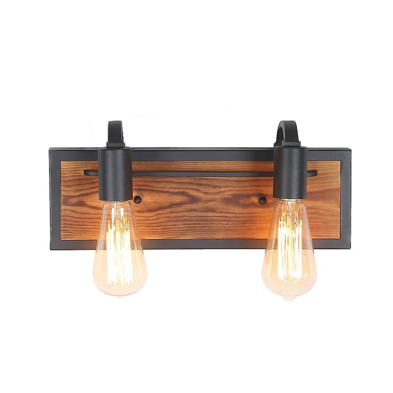 Carbon Loft Astrid 2-light Rustic Wall Lighting Wall Lamps Wood Wall Sconces - W14"* H 5.9"* E 4.3" - W14"* H 5.9"* E 4.3" - Brown