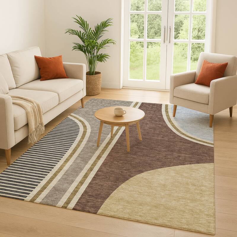 Machine Washable Indoor/ Outdoor Contemporary Keely Chantille Rug
